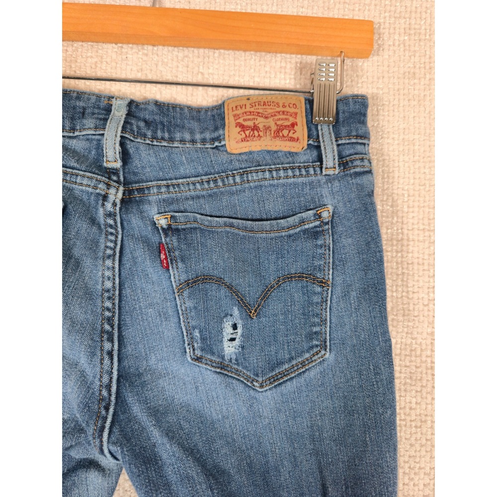 Levi Strauss Co 711 Skinny Jeans Distressed Blue Denim Women's Size 28 - Picture 3 of 9